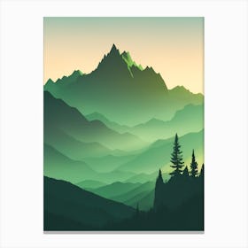 Misty Mountains Vertical Composition In Green Tone 68 Canvas Print