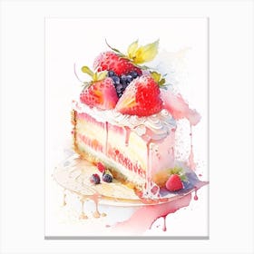 Strawberry Shortcake, Dessert, Food Storybook Watercolours Canvas Print
