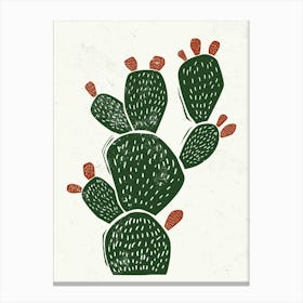 Cactus Linocut 1 Canvas Print