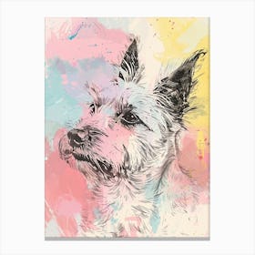 Terrier Dog Pastel Line Watercolour Illustration  2 Canvas Print