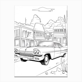 Radiator Springs (Cars) Fantasy Inspired Line Art 2 Canvas Print