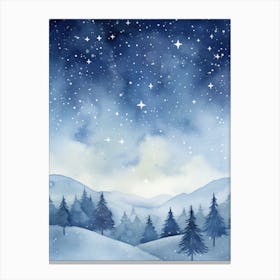 Winter Landscape Watercolor Painting 5 Canvas Print