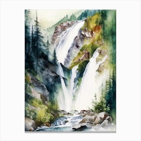 Krimml Waterfalls, Austria Water Colour  (2) Canvas Print
