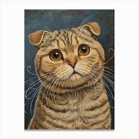 Scottish Fold Cat Relief Illustration 3 Canvas Print