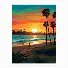 Coronado Beach San Diego California, Vibrant Painting 3 Canvas Print