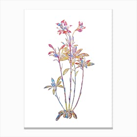 Stained Glass Lily of the Incas Mosaic Botanical Illustration on White Canvas Print