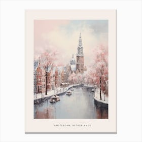 Dreamy Winter Painting Poster Amsterdam Netherlands 1 Canvas Print