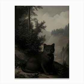 Dark Gothic Black Cat In The Forest Canvas Print