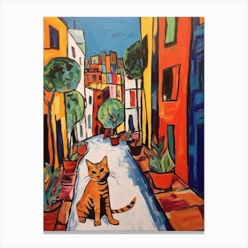 Painting Of A Cat In Rome Italy 4 Canvas Print