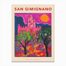 San Gimignano Italia Travel Poster Canvas Print