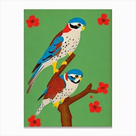 American Kestrel Midcentury Illustration Bird Canvas Print