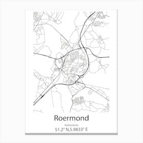 Roermond,Netherlands Minimalist Map Canvas Print