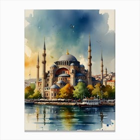 Istanbul Watercolor Art 2 Canvas Print