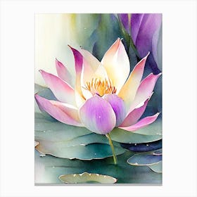 Sacred Lotus Watercolour 1 Canvas Print