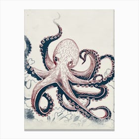 Linework Octopus Illustration Canvas Print