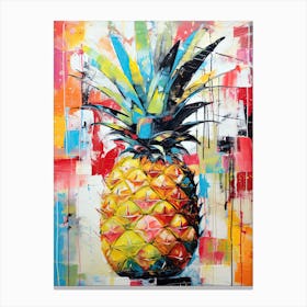 Street Art Buffet: Pineapple with a Basquiat Style Canvas Print