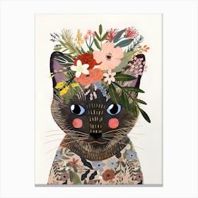 Floral Cat 2 Canvas Print