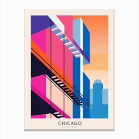 Willis Tower Skydeck 2 Chicago Colourful Travel Poster Canvas Print