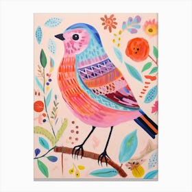 Pink Scandi Finch 3 Canvas Print