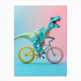 Pastel Toy Dinosaur On A Bike 3 Canvas Print