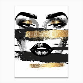 Gold And Black Face Painting 1 Canvas Print