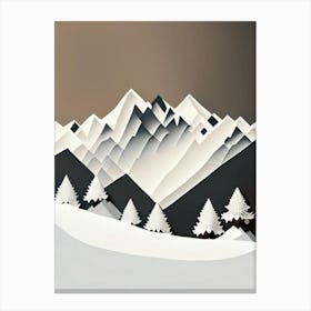Snowflakes In The Mountains, Snowflakes, Retro Minimal 2 Canvas Print