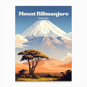 Mount Kilimanjaro Tanzania Africa Modern Travel Art Canvas Print