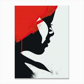 Woman With A Red Hat, Minimalism Canvas Print