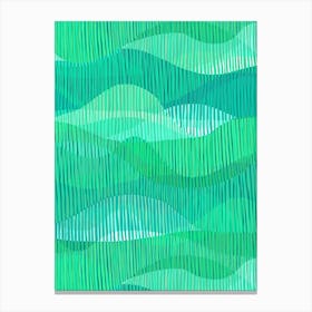 Linear Waves - Emerald Canvas Print