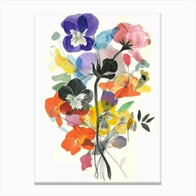Wild Pansy 4 Collage Flower Bouquet Canvas Print