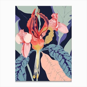 Colourful Flower Illustration Bleeding Heart 7 Canvas Print