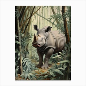 Rhino Realistic Illustration 2 Canvas Print