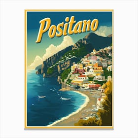 Aihrgdesign A Retro Travel Poster For Positano 3 Canvas Print