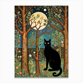 William Morris Black Cat In The Forest 6 Canvas Print