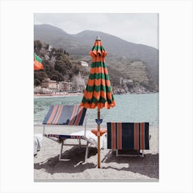 Positano Italy Vintage Umbrella Beach 3x4 Canvas Print
