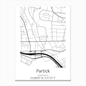 Partick,United Kingdom Minimalist Map Canvas Print