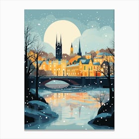 Winter Travel Night Illustration Richmond England 2 Canvas Print