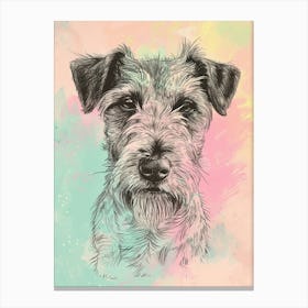 Pastel Wolfhound Rat Terrier Dog Pastel Line Illustration 3 Canvas Print