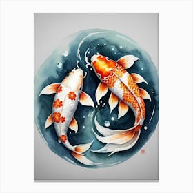 Koi Fish Yin Yang Painting (27) Canvas Print