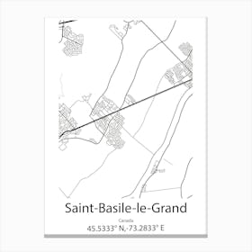 Saint Basile Le Grand,Canada Minimalist Map Canvas Print