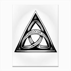 Triquetra, Symbol, Third Eye Simple Black & White Illustration 6 Canvas Print