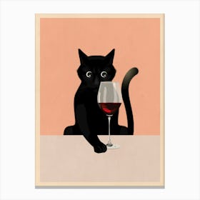 Cat & Wine Canvas Print