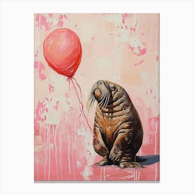 Cute Walrus 2 With Balloon Canvas Print