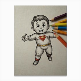 Superman Drawing Canvas Print