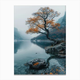 Autumn Tree By The Lake Canvas Print