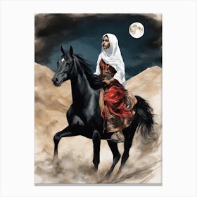 Muslim Woman A Horse Canvas Print