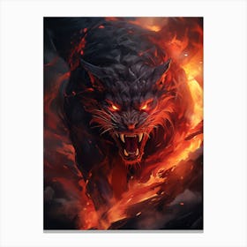 Wolf In Flames 2 Canvas Print