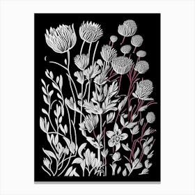 Red Clover Wildflower Linocut Canvas Print