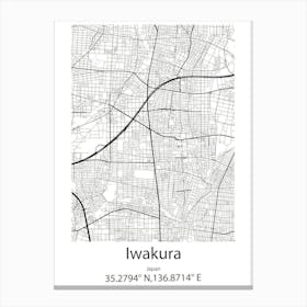 Iwakura,Japan Minimalist Map Lienzo