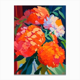 Cut Flowers Of  Peonies Orange Colourful 1 Painting Canvas Print